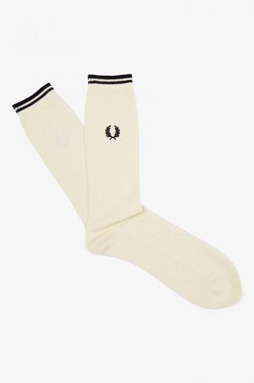 White Fred Perry Tipped Men's Socks | PH 1174SGLO